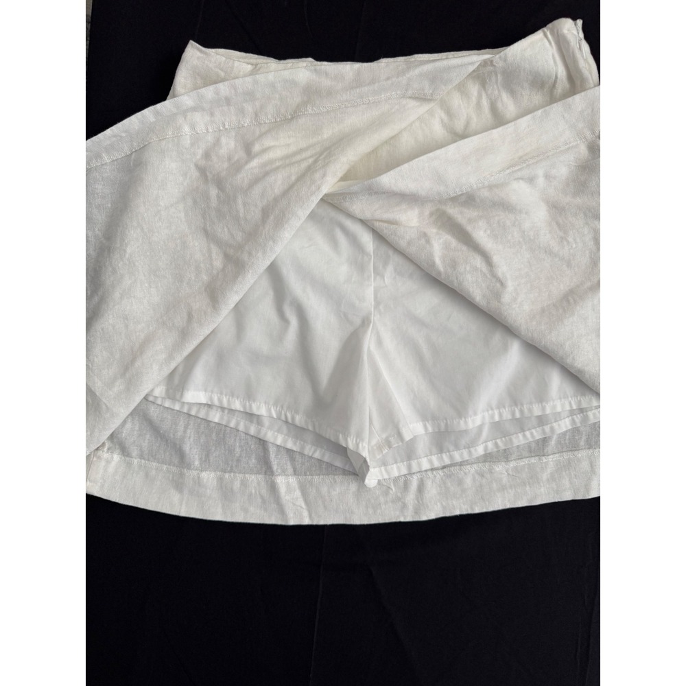 A New Day White Linen Blend Wrap Skort Women's Size 4 Summer Mini NWT - Picture 2 of 10